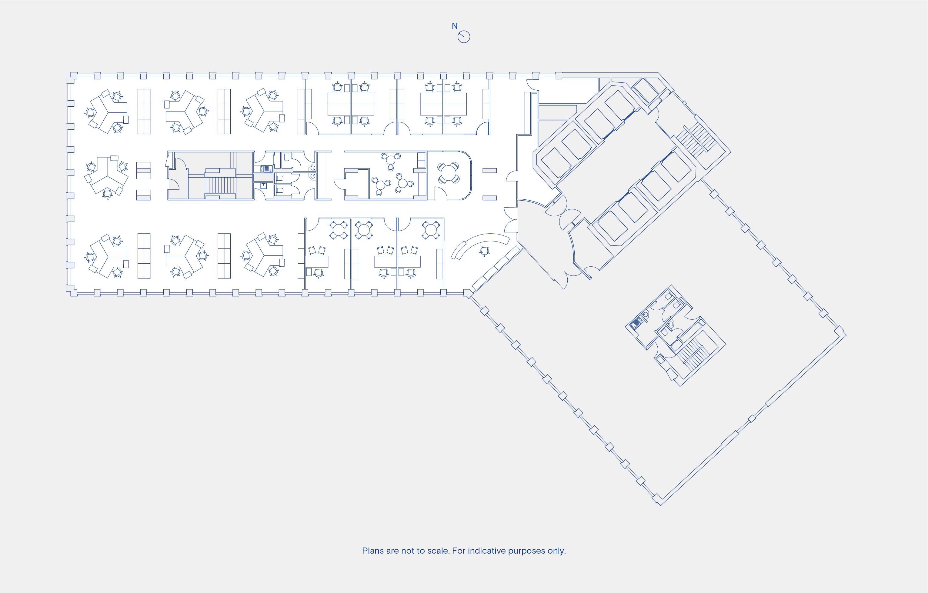 Typical Floor Main Wing: Mixed Space Plan Layout (32 workstations)