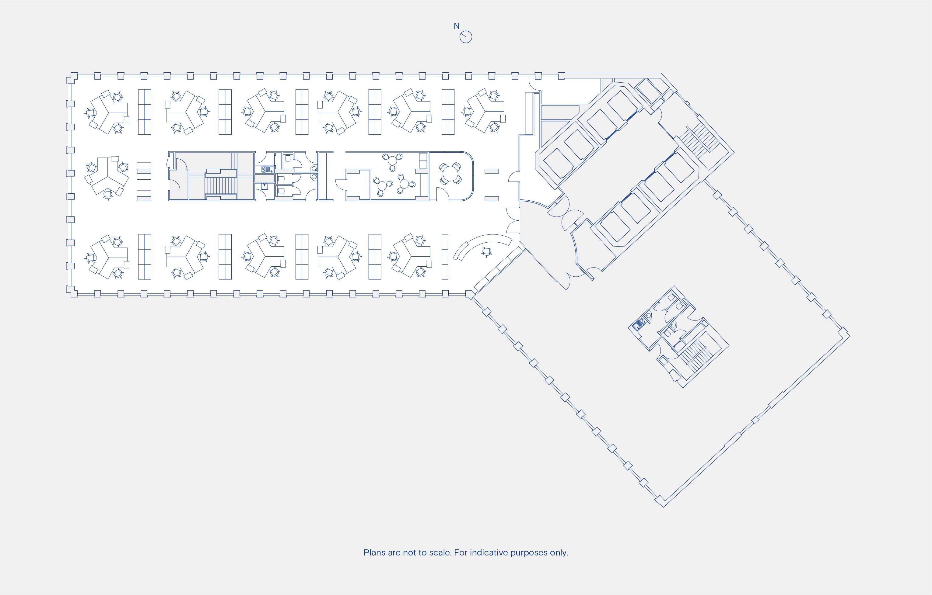Typical Floor Main Wing: Open Space Plan Layout (36 workstations)