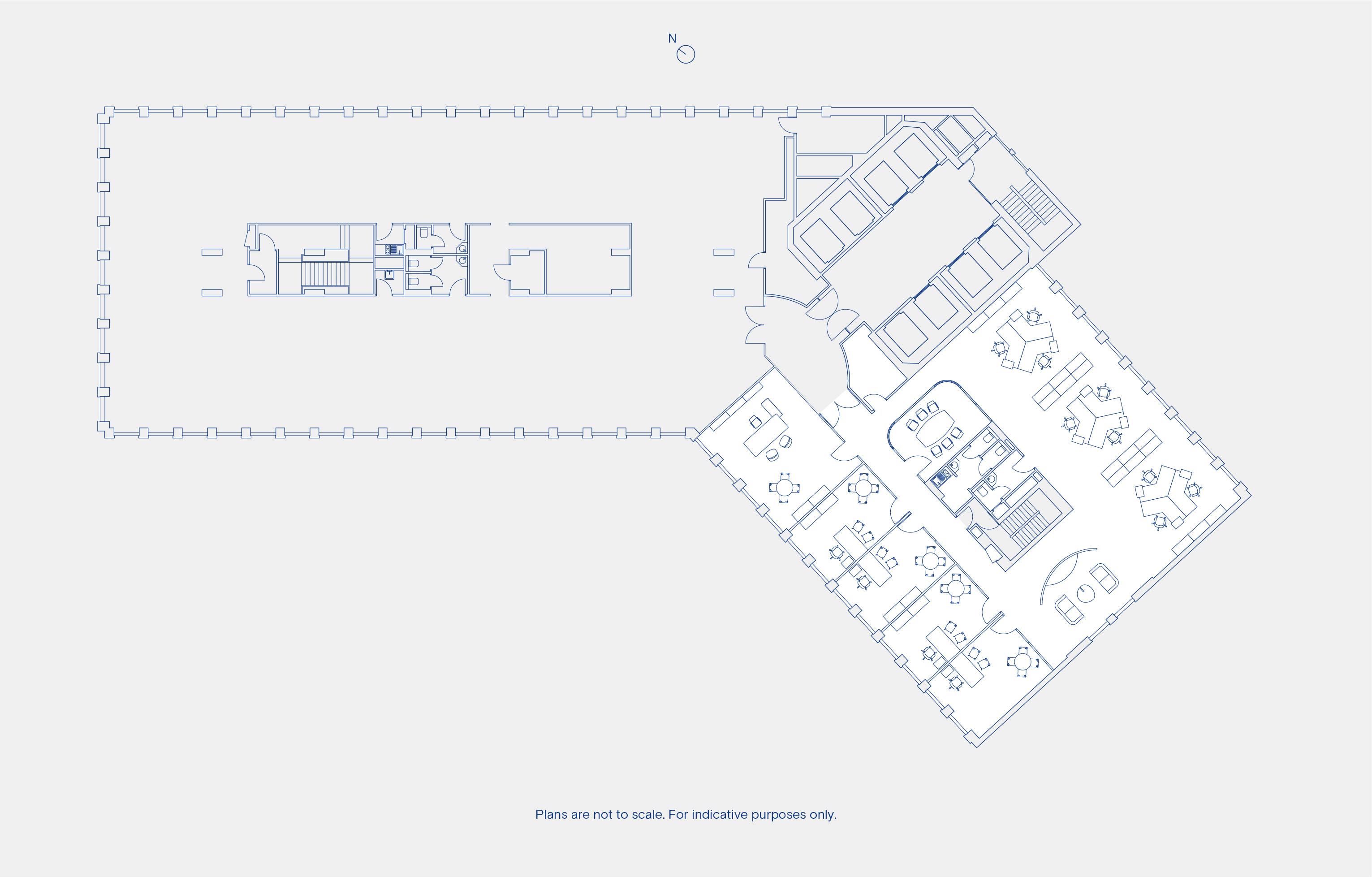 Typical Floor Smaller Wing: Mixed Space Plan Layout (14 workstations)