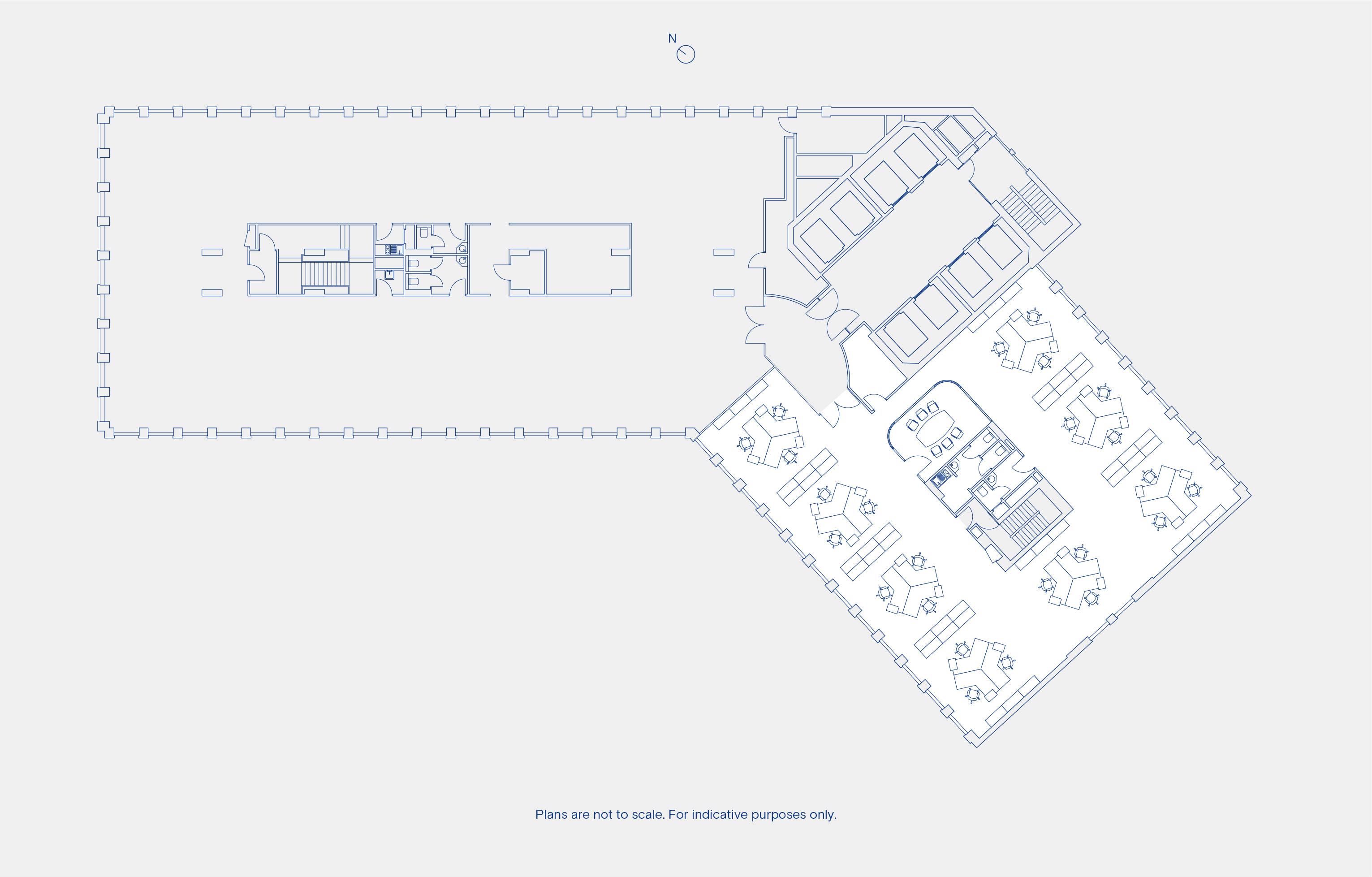 Typical Floor Smaller Wing: Open Space Plan Layout (24 workstations)